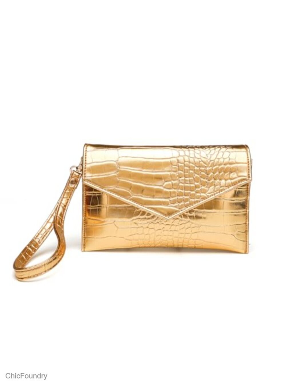 Faux Leather Envelope Clutch Wristlet for Women Evening Bag